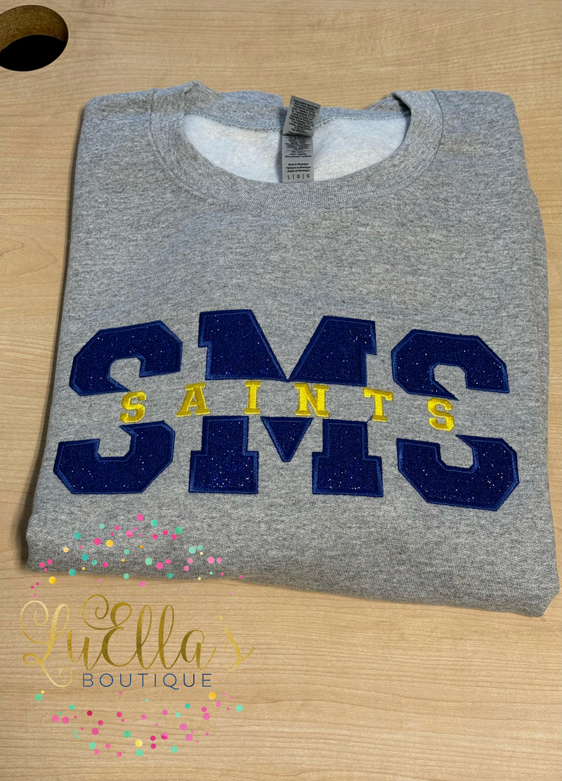 Saints Split Font Glitter Appliqué Sweatshirt