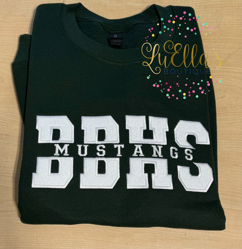 BBHS Split Font Glitter Appliqué Sweatshirt