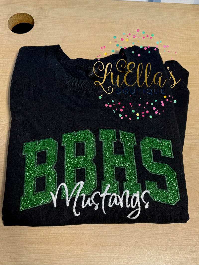 Mustangs Varsity Glitter Appliqué Sweatshirt