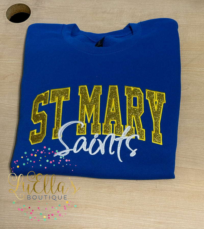 Saints Varsity Glitter Appliqué Sweatshirt